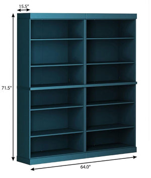 72 Inch Solid Wood Adjustable Twelve Shelf Tall Bookcase for Home Library or Office Storage