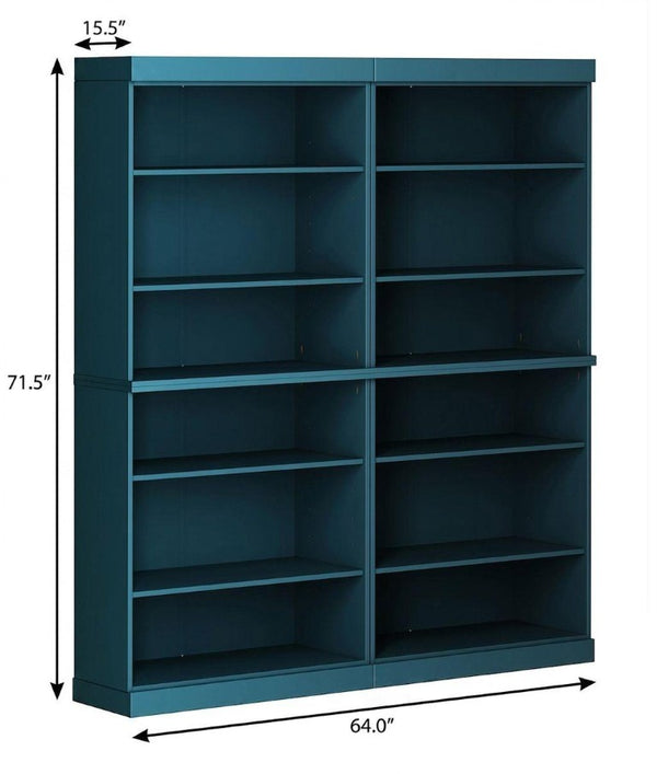 72 Inch Solid Wood Adjustable Twelve Shelf Tall Bookcase for Home Library or Office Storage