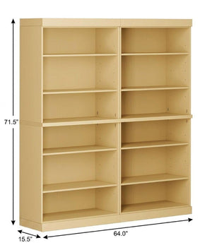 72 Inch Solid Wood Adjustable Twelve Shelf Tall Bookcase for Home Library or Office Storage