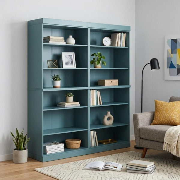 72 Inch Solid Wood Twelve Shelf Adjustable Bookcase for Home Library or Office