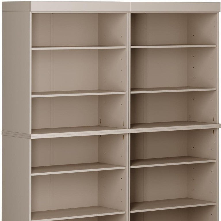 HomeRoots 72 Inch Solid Wood Adjustable Twelve Shelf Tall Bookcase for Home Library or Office Storage Beige 746682