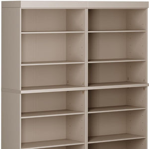 HomeRoots 72 Inch Solid Wood Adjustable Twelve Shelf Tall Bookcase for Home Library or Office Storage Beige 746682