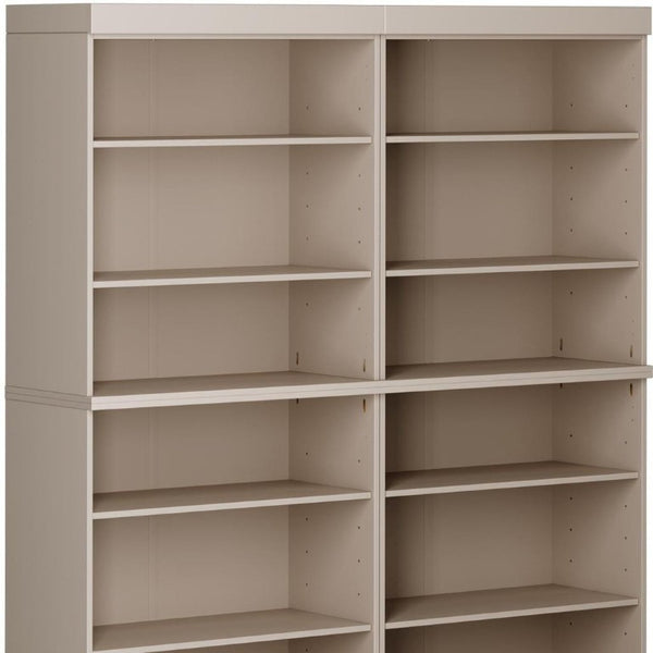 HomeRoots 72 Inch Solid Wood Adjustable Twelve Shelf Tall Bookcase for Home Library or Office Storage Beige 746682