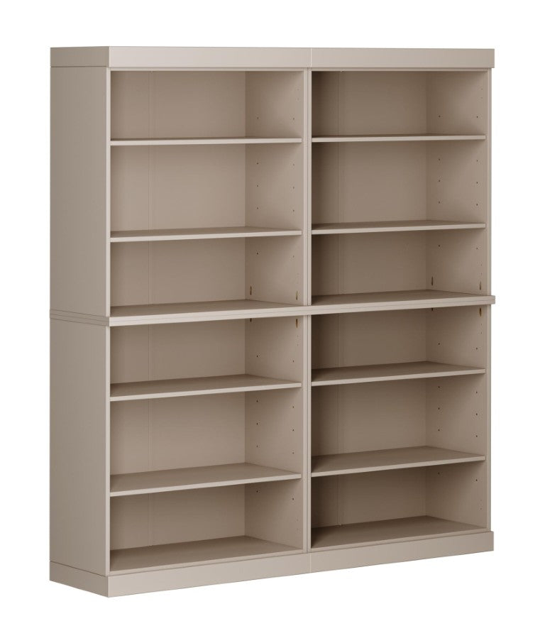 HomeRoots 72 Inch Solid Wood Adjustable Twelve Shelf Tall Bookcase for Home Library or Office Storage Beige 746682
