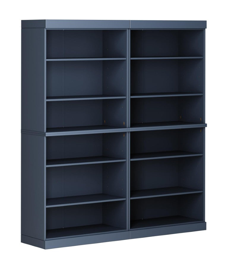 HomeRoots 72 Inch Solid Wood Twelve Shelf Adjustable Bookcase in French Blue for Home Library 746683