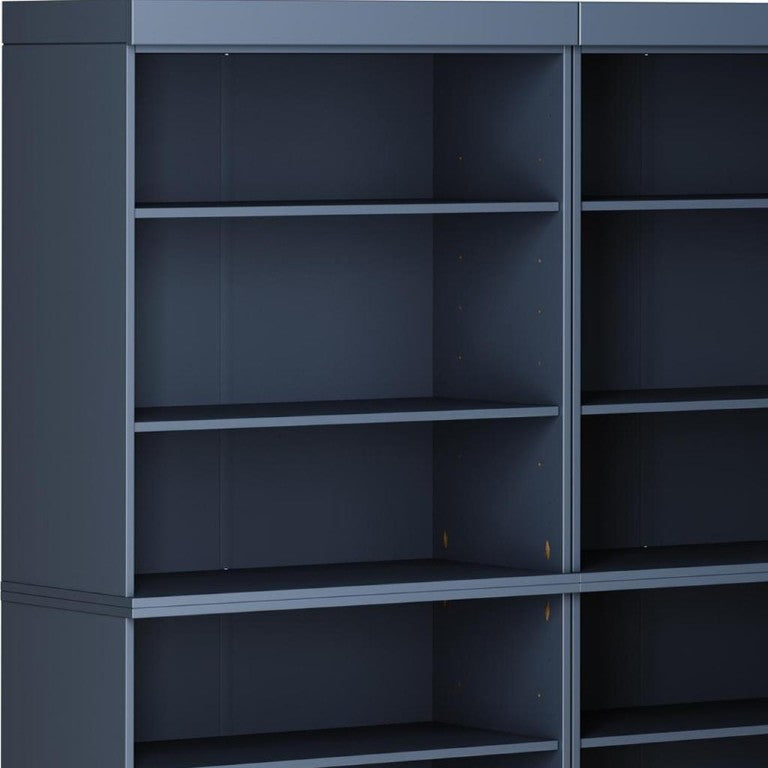 HomeRoots 72 Inch Solid Wood Twelve Shelf Adjustable Bookcase in French Blue for Home Library 746683