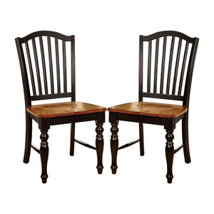 English Elm Set of 2 Side Chairs Black Frame with Antique Oak Upholstered Seat — Two-Tone Modern Dining Style B016P222699