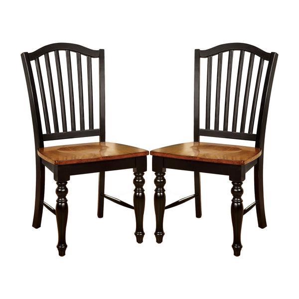 English Elm Set of 2 Side Chairs Black Frame with Antique Oak Upholstered Seat — Two-Tone Modern Dining Style B016P222699