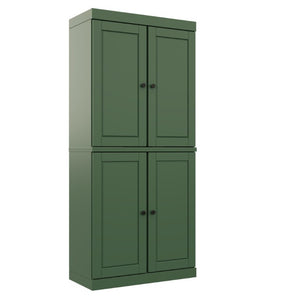 HomeRoots 72 Inch Solid Wood Six Shelf Library Bookcase with Four Cabinet Doors Storage 746695