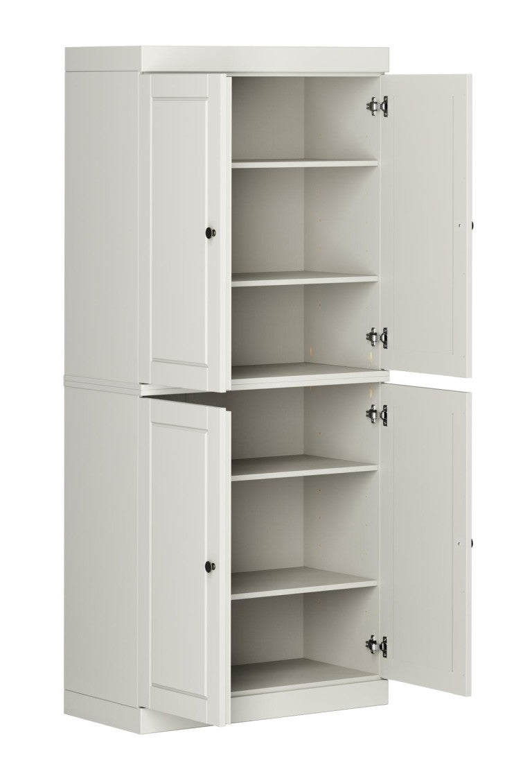 HomeRoots 72 Inch Solid Wood Six Shelf Bookcase with Four Cabinet Doors for Living Room Storage 746700