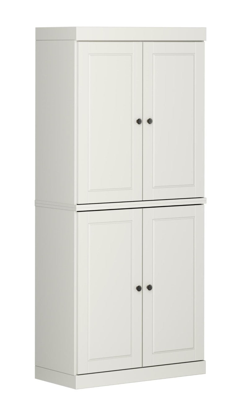 HomeRoots 72 Inch Solid Wood Six Shelf Bookcase with Four Cabinet Doors for Living Room Storage 746700