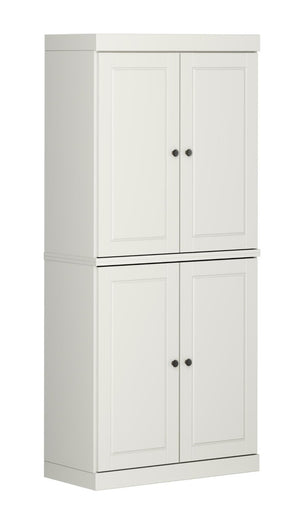 72 Inch Solid Wood Six Shelf Bookcase with Four Cabinet Doors for Living Room Storage