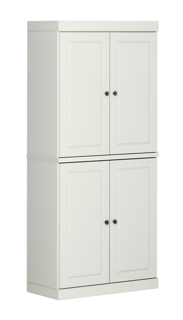 72 Inch Solid Wood Six Shelf Bookcase with Four Cabinet Doors for Living Room Storage