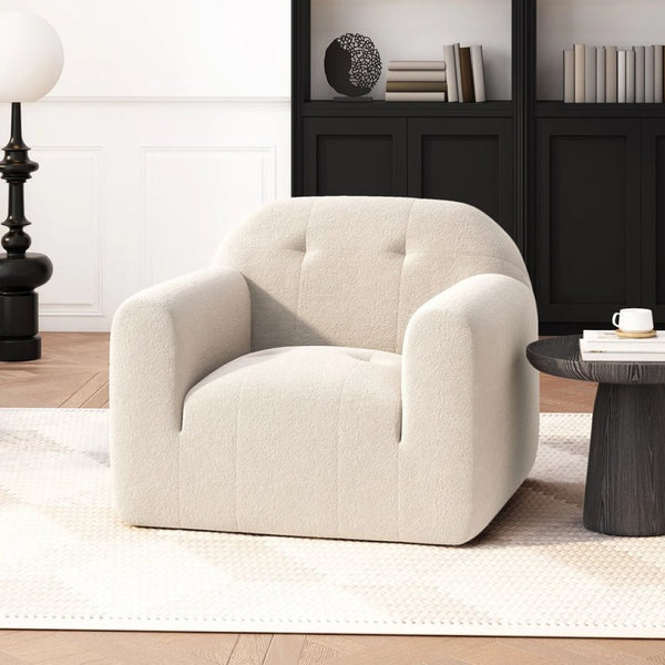 English Elm Club Chair Boucle Upholstered Accent Seat with Rounded Silhouette for Modern Living 74673.00CRM