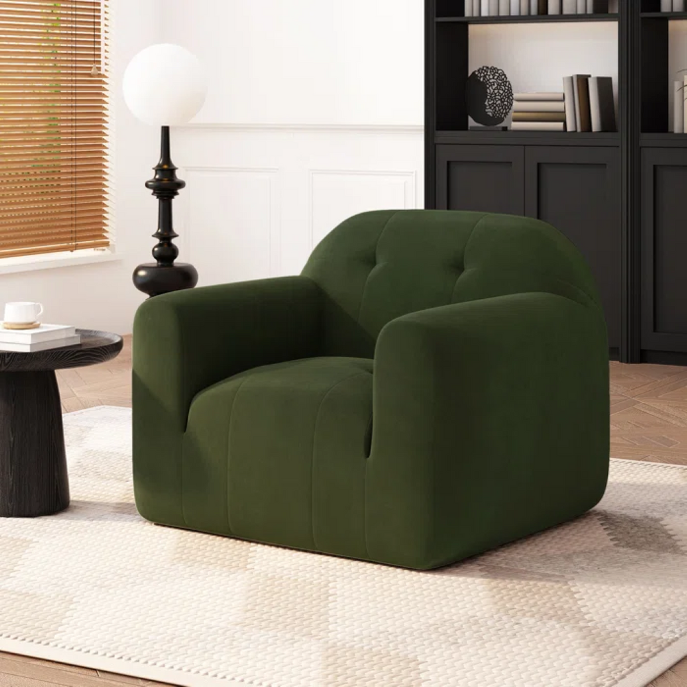 English Elm Club Chair in Textured Boucle with Sculptural Seamless Silhouette for Modern Interiors 74673.00SAGE
