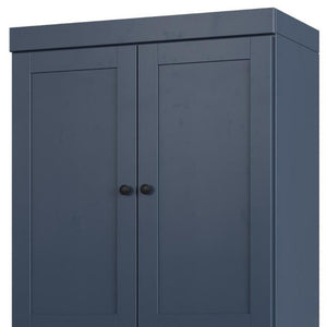 32 Inch Solid Wood Freestanding Linen Storage Cabinet with Four Doors French Style
