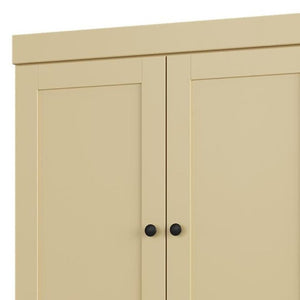 32 Inch Solid Wood Freestanding Linen Storage Cabinet with Four Doors for Bathroom