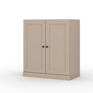 HomeRoots 32 Inch Solid Wood Linen Cabinet with Double Doors for Organized Bathroom Storage 746758