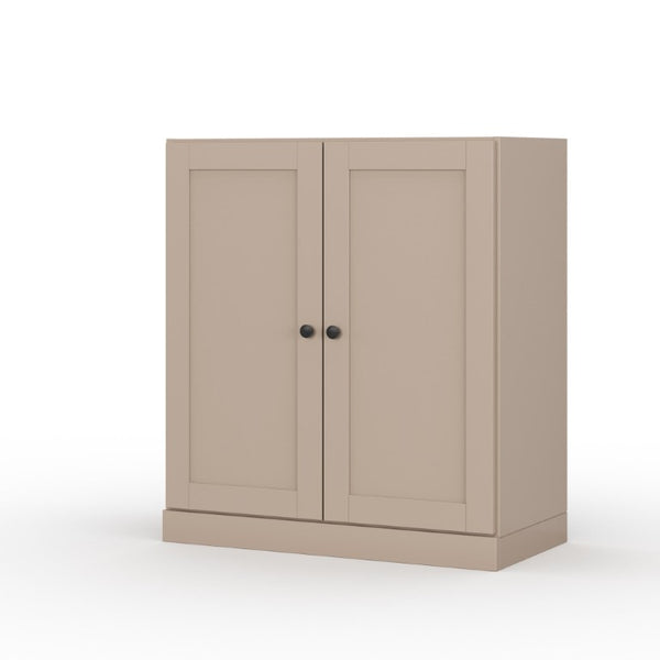 HomeRoots 32 Inch Solid Wood Linen Cabinet with Double Doors for Organized Bathroom Storage 746758