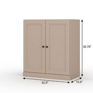 32 Inch Solid Wood Linen Cabinet with Double Doors for Organized Bathroom Storage