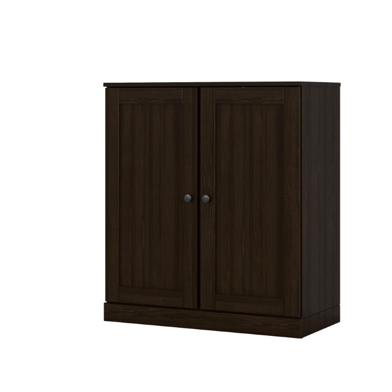 32 Inch Espresso Solid Wood Freestanding Linen Cabinet with Dual Storage Doors