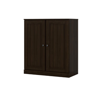 32 Inch Espresso Solid Wood Freestanding Linen Cabinet with Dual Storage Doors