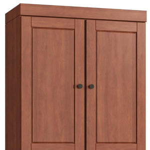 32 Inch Solid Wood Linen Cabinet with Four Doors for Bedroom Bathroom Storage