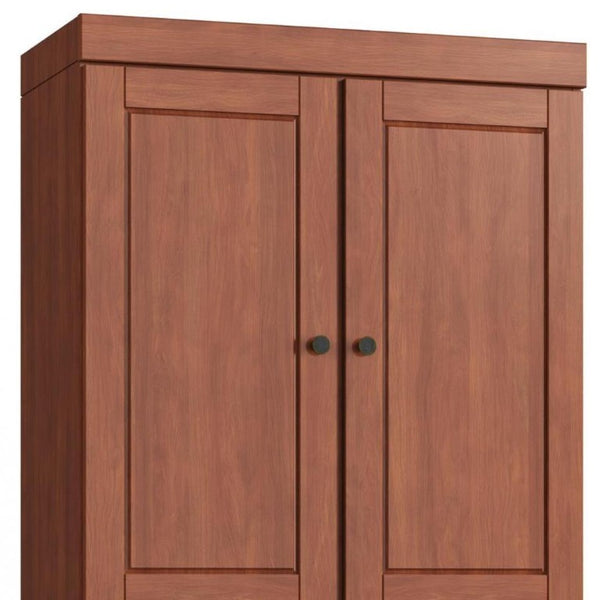32 Inch Solid Wood Linen Cabinet with Four Doors for Bedroom Bathroom Storage