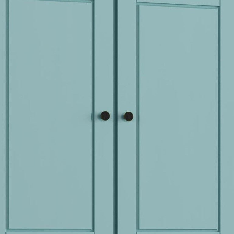 HomeRoots 32 Inch Solid Wood Freestanding Bathroom Storage Cabinet with Four Doors in Aqua 746769