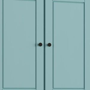 32 Inch Solid Wood Freestanding Bathroom Storage Cabinet with Four Doors in Aqua