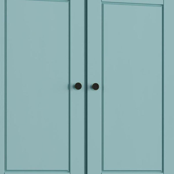 32 Inch Solid Wood Freestanding Bathroom Storage Cabinet with Four Doors in Aqua