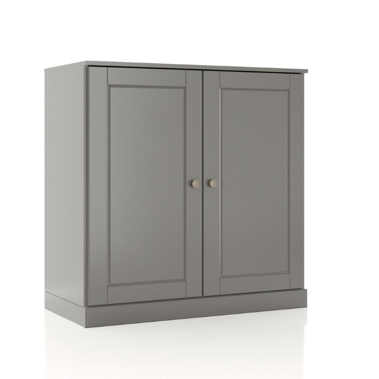 HomeRoots 32 Inch Solid Wood Linen Cabinet with Raised Panel Double Doors for Bathroom Storage Gray 32" W x 35.75" H x 15.5" D 746779