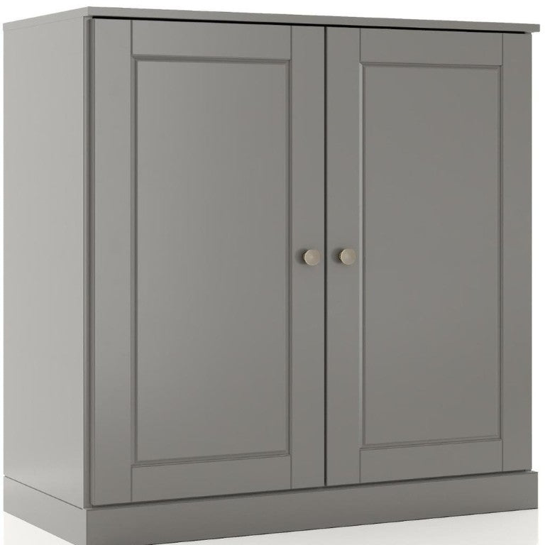 HomeRoots 32 Inch Solid Wood Linen Cabinet with Raised Panel Double Doors for Bathroom Storage Gray 32" W x 35.75" H x 15.5" D 746779