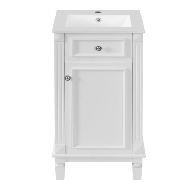 English Elm 18-inch French Country Freestanding Bathroom Vanity Rubberwood Cabinet with Ceramic Sink White N710P371187K