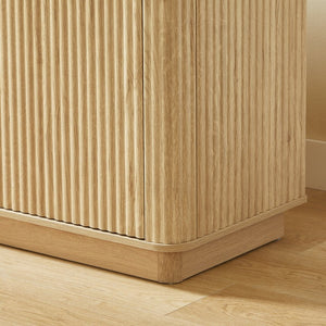 English Elm 63" Wave Front Sideboard with Four Door Storage for Living Room Hallway Bedroom Oak W1820P431360