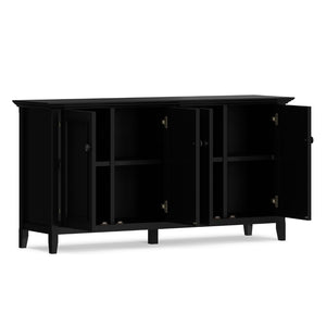 English Elm Amherst Shaker Pine Sideboard Wide Four Door Storage Cabinet for Dining Hallway Black B136P481646