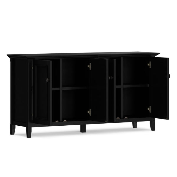 English Elm Amherst Shaker Pine Sideboard Wide Four Door Storage Cabinet for Dining Hallway Black B136P481646