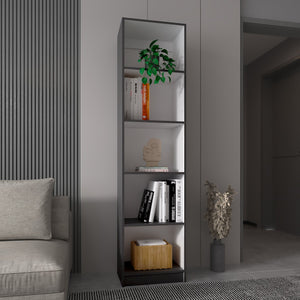 English Elm Zachary Slim 5-Shelf Bookcase In Matt Gray & White - Modern Storage For Small Spaces & Decor B062P175161-GIGA