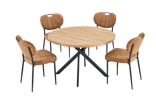 English Elm Round Foldable Mdf Dining Table with Radial Legs for Small Space Bistro Interiors Oak W3493P462093