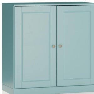 32 Inch Solid Wood Freestanding Linen Armoire with Double Doors Aqua Bathroom Storage