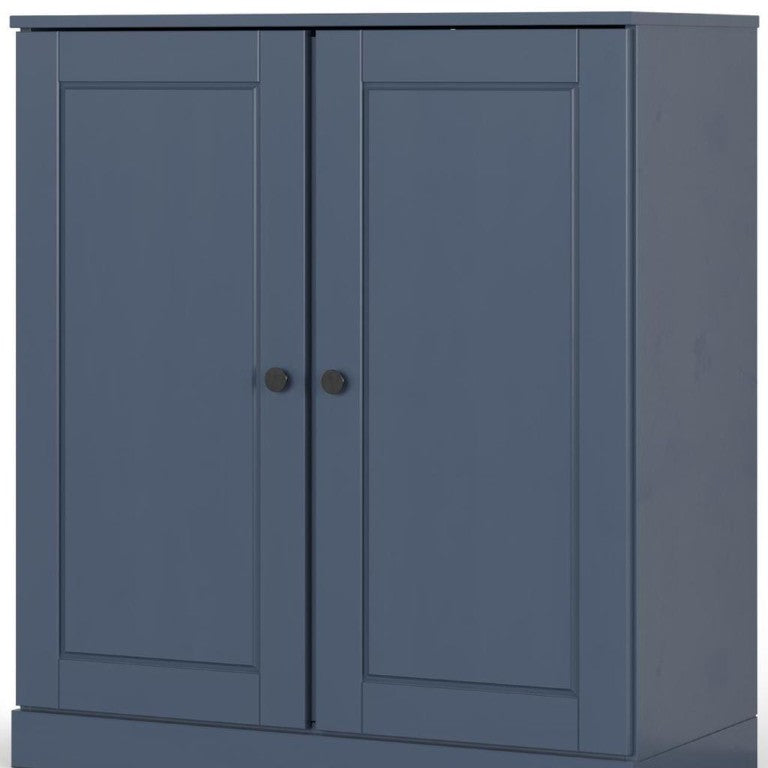 HomeRoots 32 Inch Solid Wood Linen Cabinet Freestanding Bathroom Organizer with Double Doors 746966