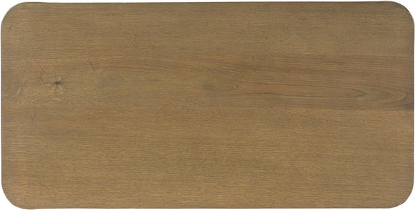 Meridian Furniture Cazari Art Deco Oak Top Coffee Table with Brass Iron Legs for Living Room 746Brown-CT