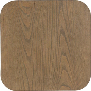 Meridian Furniture Cazari Art Deco End Table Solid Oak Top Brushed Brass Iron Base Living Room Accent 746Brown-ET