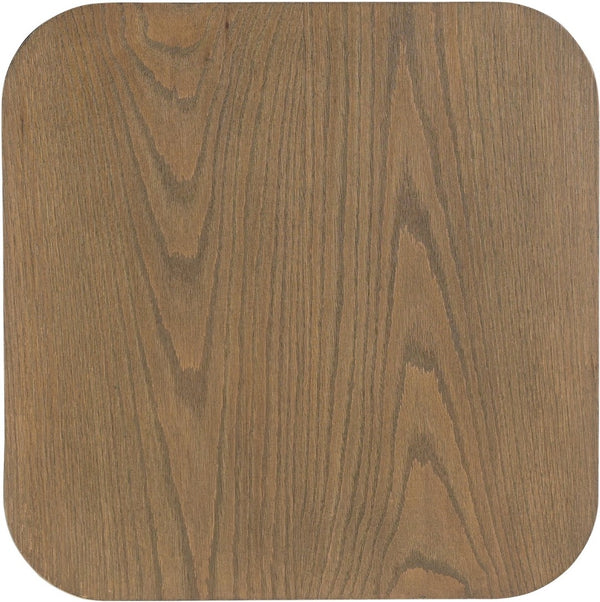 Meridian Furniture Cazari Art Deco End Table Solid Oak Top Brushed Brass Iron Base Living Room Accent 746Brown-ET