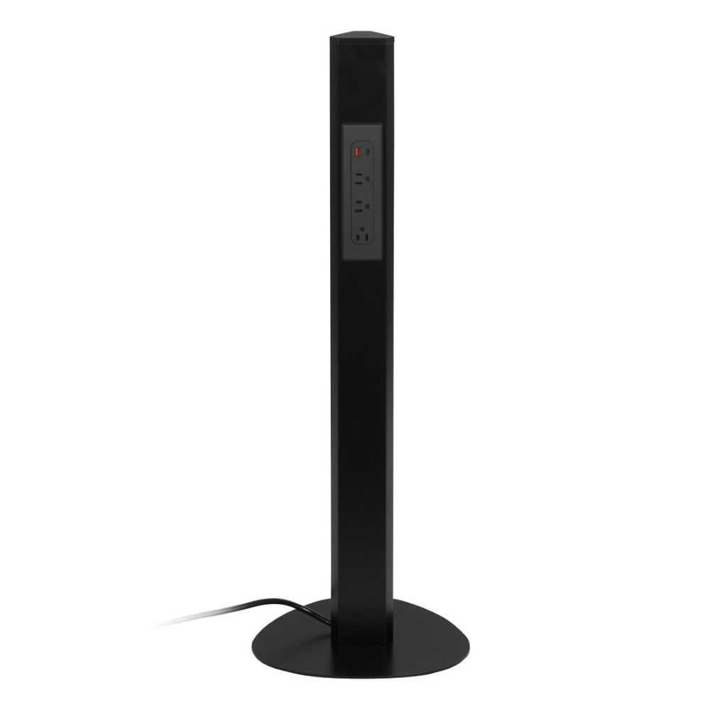 OSP Home Furnishings Power Anywhere Station Slim Metal Tower with 3 Ac Outlets and Usb Ports for Any Room Black PAS311-36BK