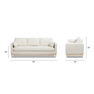English Elm Jennifer Taylor Home - Knox 84" Modern Farmhouse Sofa in Flax White Linen — Feather-Down Foam, Removable Covers, Durable Fabric B2719P353145