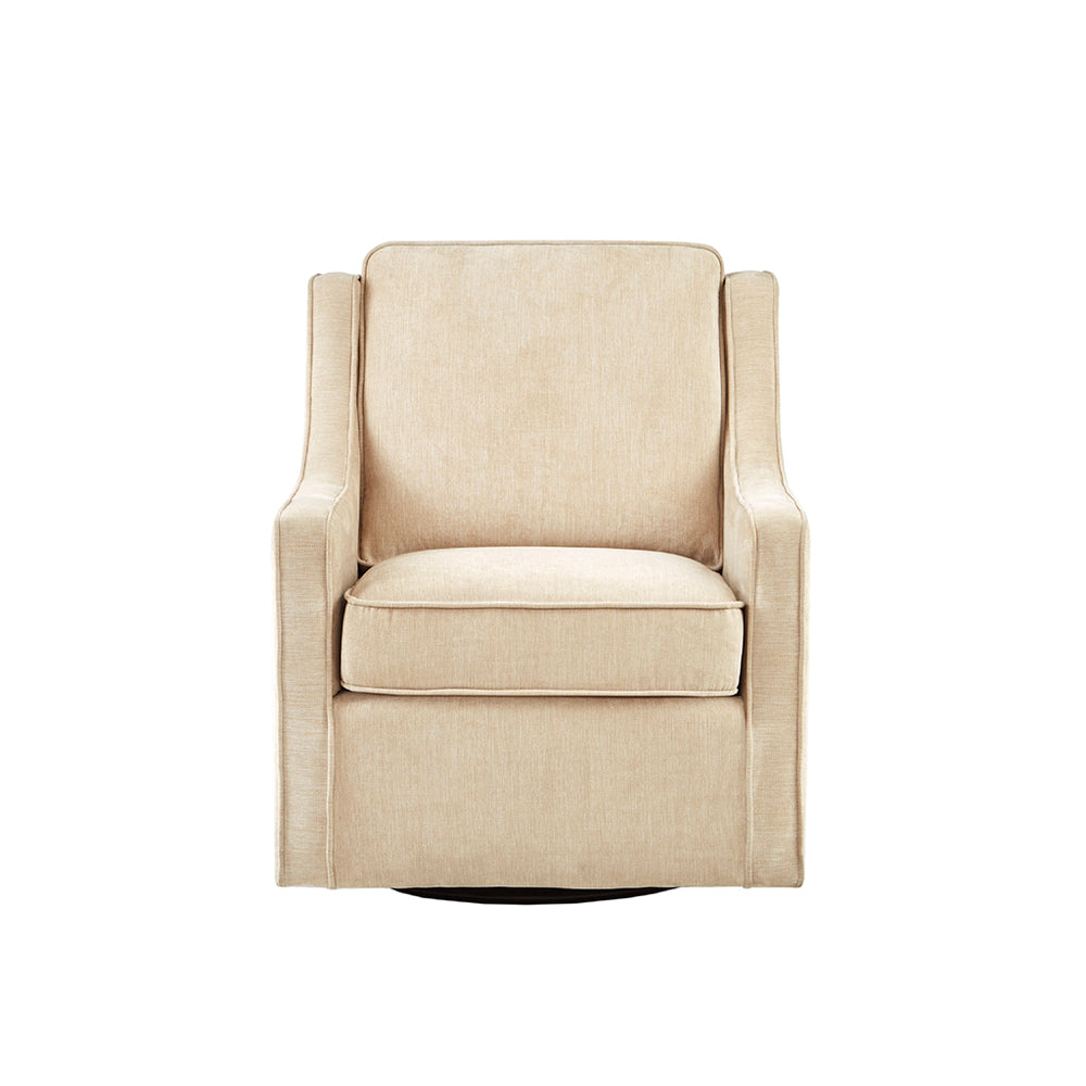 JLA Home Madison Park - Chenille swivel chair with wingback silhouette, high-density foam comfort and 360° metal base for style and support Cream MP103-0287