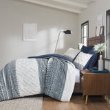 INK+IVY Mila Global Inspired 3 Piece Cotton Comforter Set with Chenille Tufting II10-1061 Navy