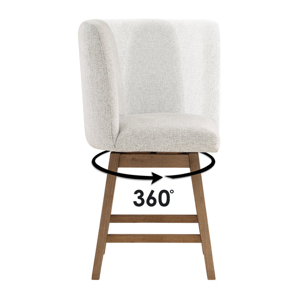 OSP Home Furnishings Finley 26” Swivel Counter Stool  - Set of 2 Parchment/Med Oak