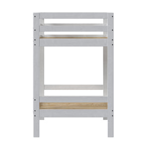 Simple Solid Wood Twin Over Twin Bunk Bed White SOPB3HWHWP Walker Edison